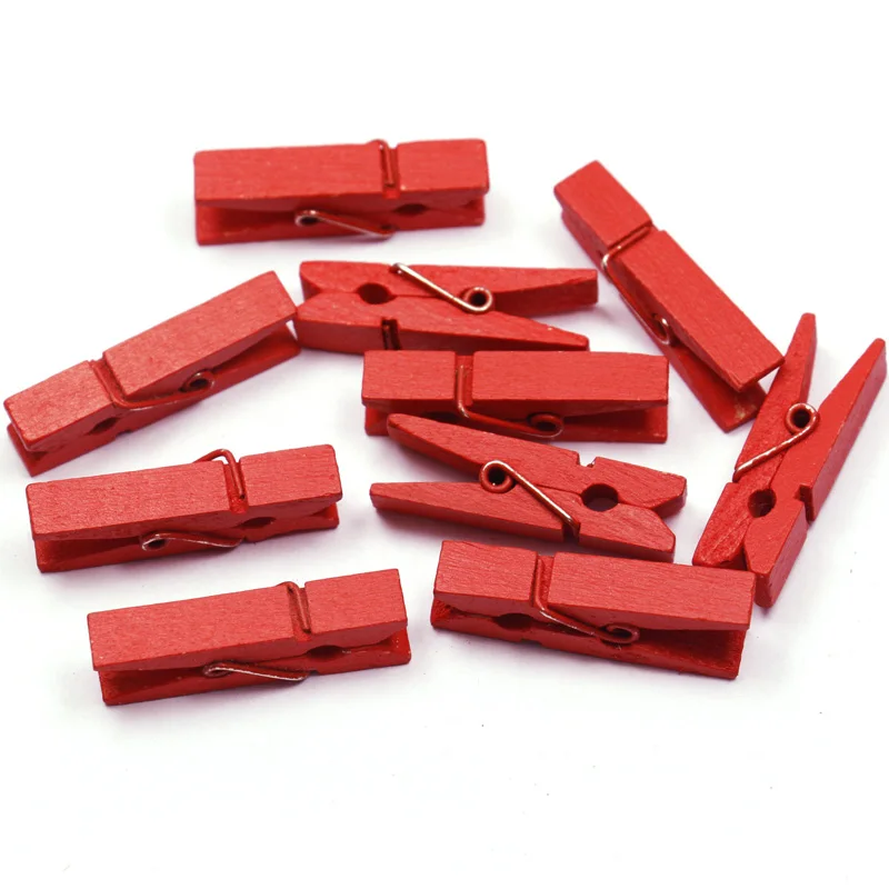 10red 35x7 мм 10 шт. DIY много цветов Большая деревянная вешалка для одежды прищепки зажимы офисные вечерние украшения Аксессуары фото прищепки - Цвет: 10red