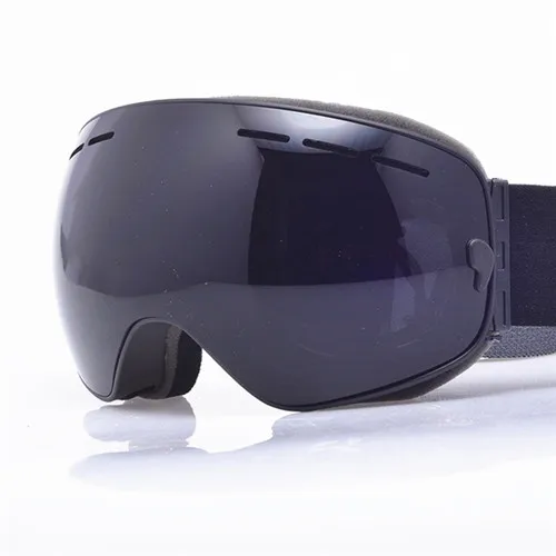 Лыжные очки для сноуборда однослойные противотуманные UV400 большие сферические очки мужские и женские лыжные снегоходные маски снежные очки с коробкой - Color: Black Lens