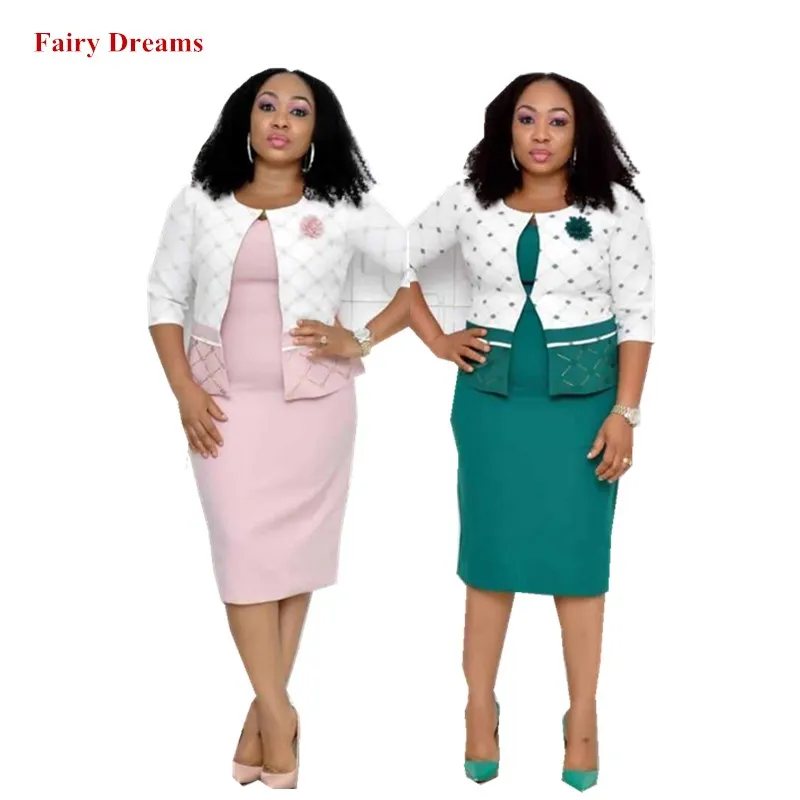 Женский комплект 2 шт. Дашики африканские платья и пальто костюмы размера плюс