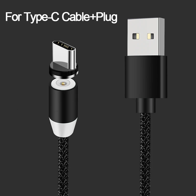 For Type C Cable 360 светодиодный магнитный usb-кабель для iPhone XS XR X 7 8 Магнитный Micro USB type C для быстрой зарядки samsung huawei Xiaomi USB-C - Цвет: For Type C Cable