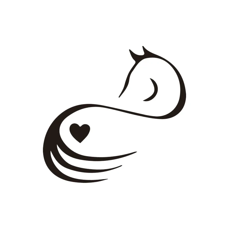 

13*12.3cm Horse Lover Lovely Humour Equine Heart Silhouette Love Oem Decor Decal Car Styling Car Sticker