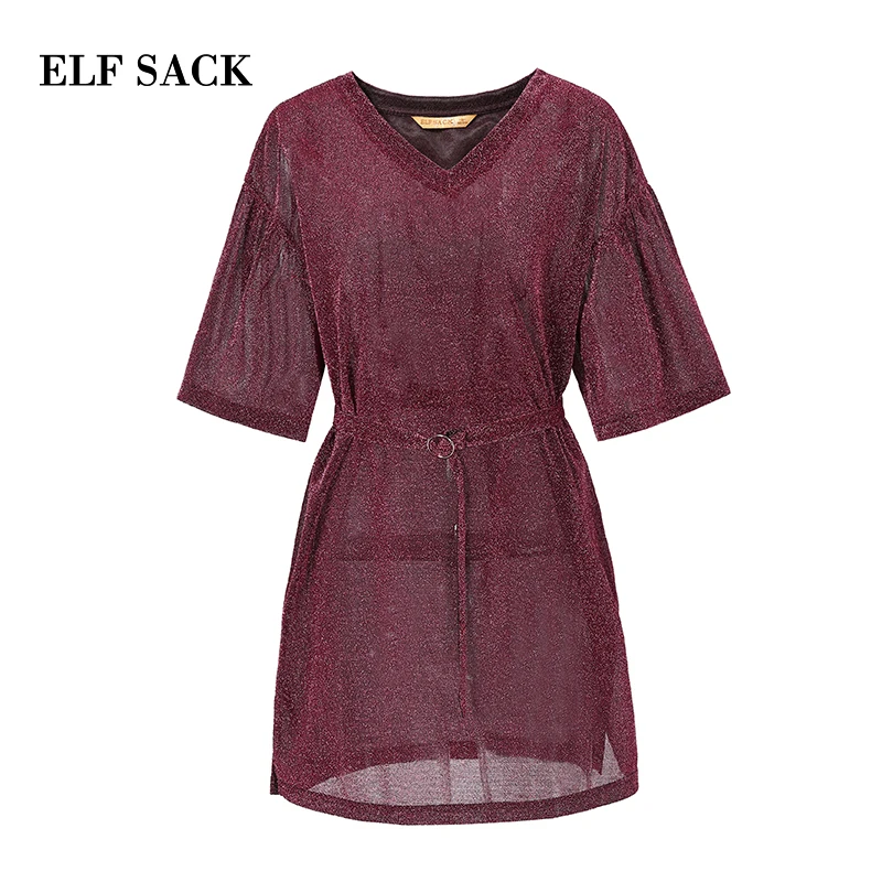 Платье ELFSACK вечернее прозрачное винтажное с широким рукавом|Женские платья| |