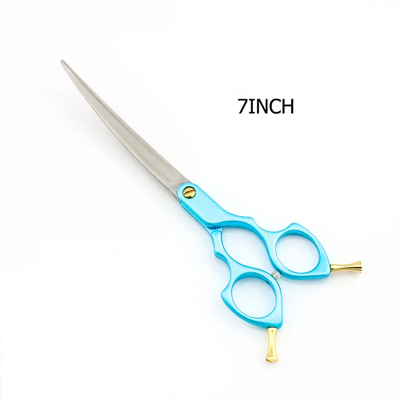 7INCH Blue with box Профессиональные ножницы для ухода за домашними животными кривая 7 дюймов собака изогнутые ножницы легкий вес 6 цветов Супер Япония 440C Lyrebird - Цвет: 7INCH Blue with box