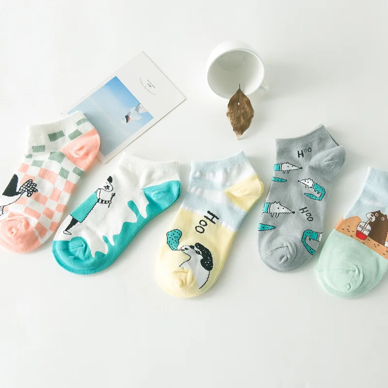 10 Пар/лот Леди носки весной Новый Сладкий мультфильм медведь жизни хлопок дамы