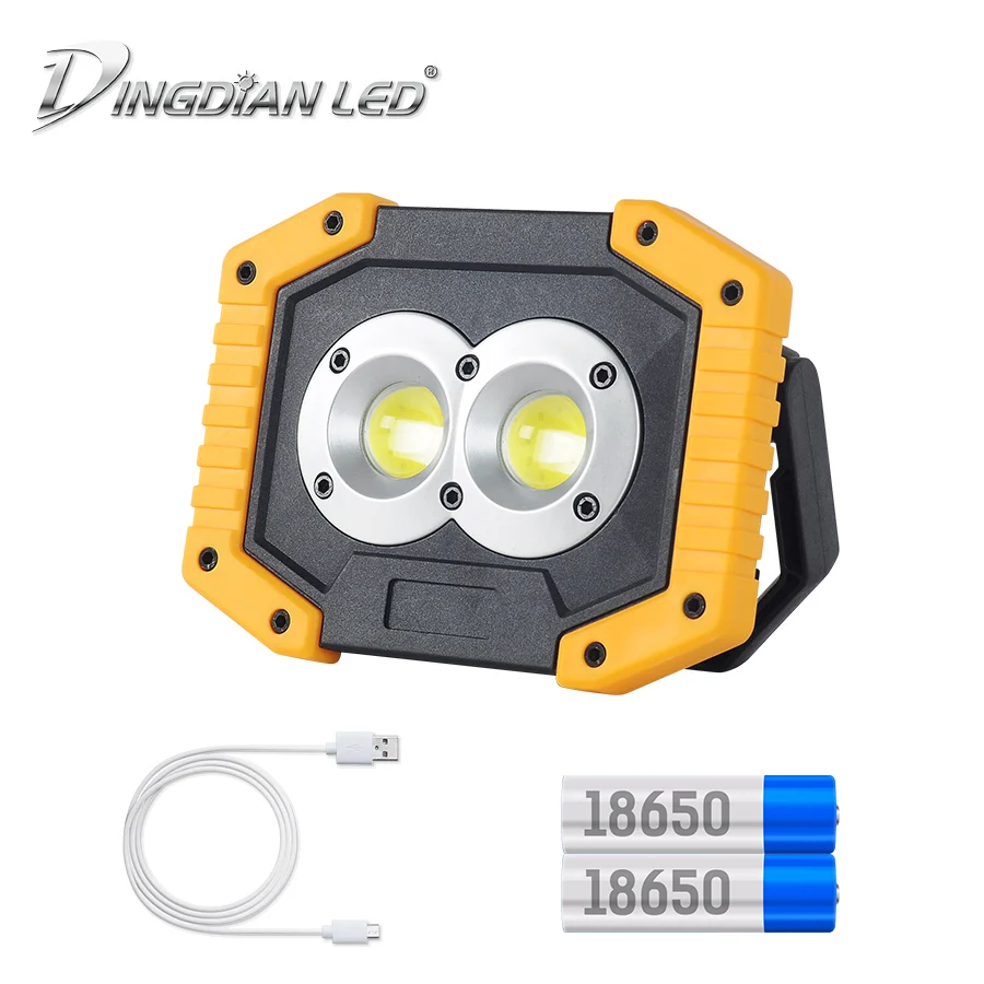 With 18650 Battery DINGDIAN светодиодный портативный прожектор для походов фонарь 20 Вт Рабочий свет USB Перезаряжаемый 18650 батарея уличный походный фонарик - Испускаемый цвет: With 18650 Battery
