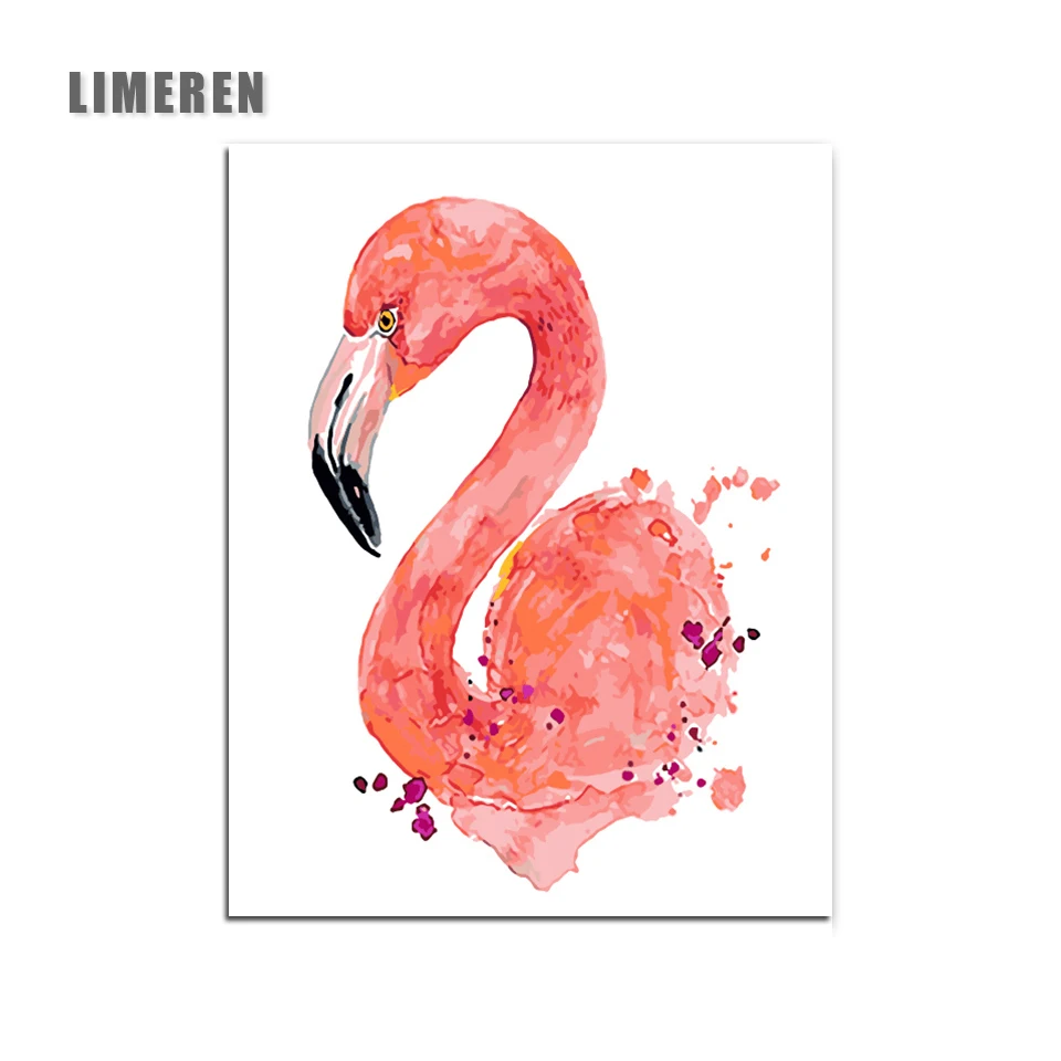 Ins Фламинго животные Холст Цифровая живопись по номерам Модульная картина ручная