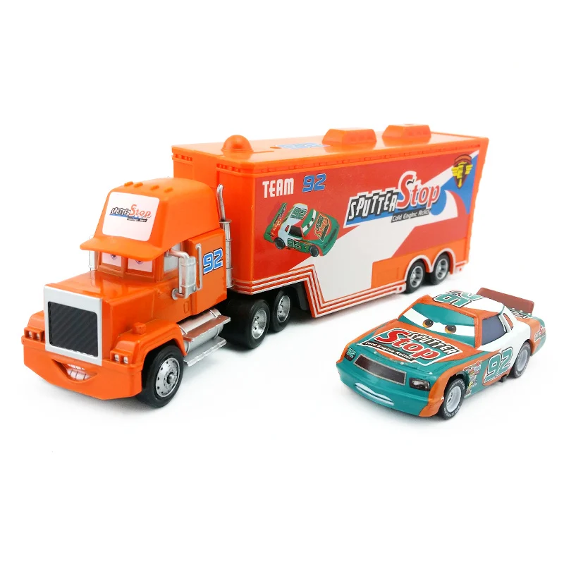 Disney Pixar Cars 2 шт./компл. Lightning McQueen Mack Uncle Truck The King Чико Хикс модель игрушечной машины 1:55 Свободные Новые дети мальчик подарок - Цвет: NO.92 Mack Set