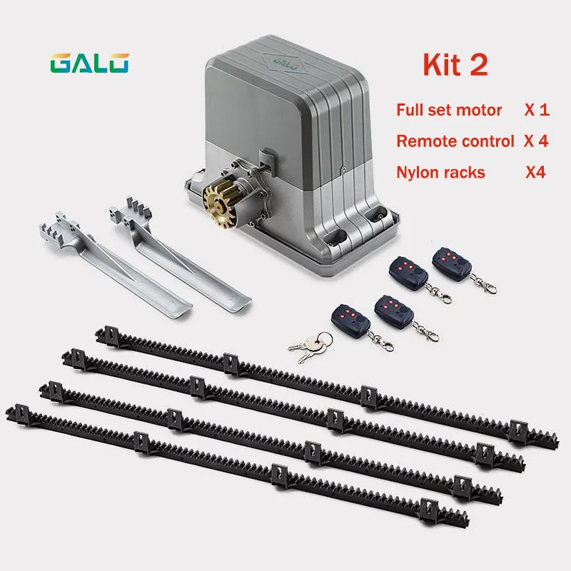 kit 2 Сверхмощный 1800 кг автоматические раздвижные ворота двигатель авто раздвижные ворота открывалка двигатель с 4 м нейлоновые стойки и пульт дистанционного управления брелоки - Цвет: kit 2
