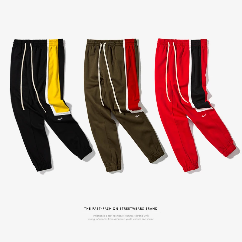 Инфляция Мужская спортивная брюки для девочек боковой полосой Jogger эластичный