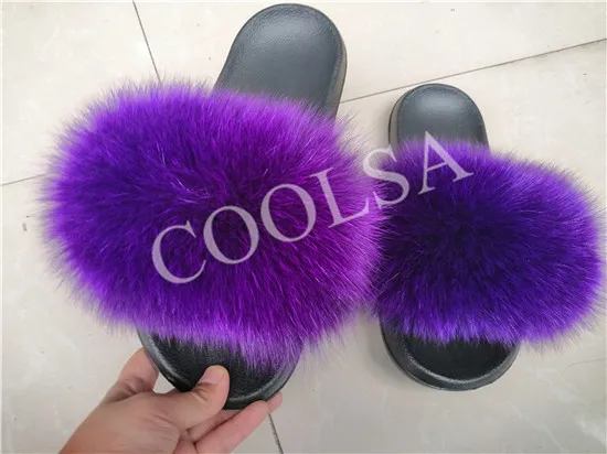 as picture shows COOLSA/Новинка; женская пушистая лиса; меховые тапочки; женская обувь для отдыха на море; модные плюшевые меховые Вьетнамки; Повседневная Домашняя обувь на плоской подошве; Лидер продаж - Цвет: as picture shows