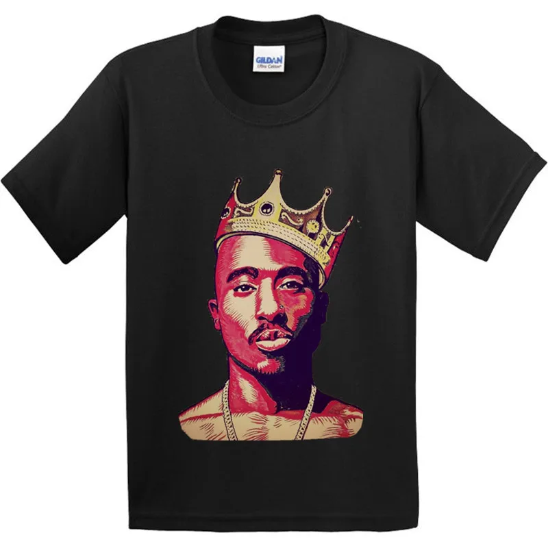 100% хлопок Детская мода 2pac Хип хоп Swag смешная футболка детская Tupac Amaru Shakur Одежда