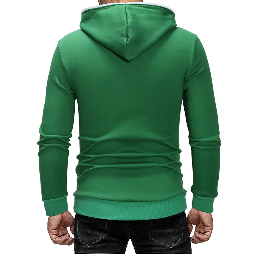 Men's Zipper Design Hoodies Top Fashion Spring and Autumn Long SLeeve Streetwear Solid-color Hip-Hop Clothing For Men | Мужская