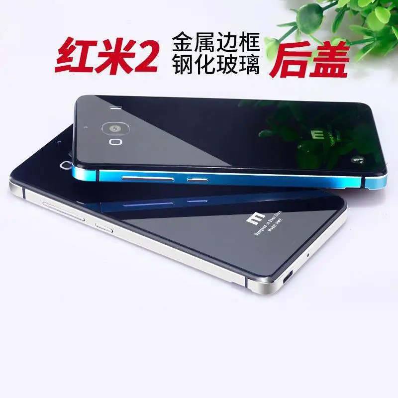 Для Xiaomi Redmi 2/2a чехол для телефона, роскошная алюминиевая металлическая рамка и закаленная стеклянная задняя крышка батарейного отсека для Xiaomi Redmi 2 Redmi 2a