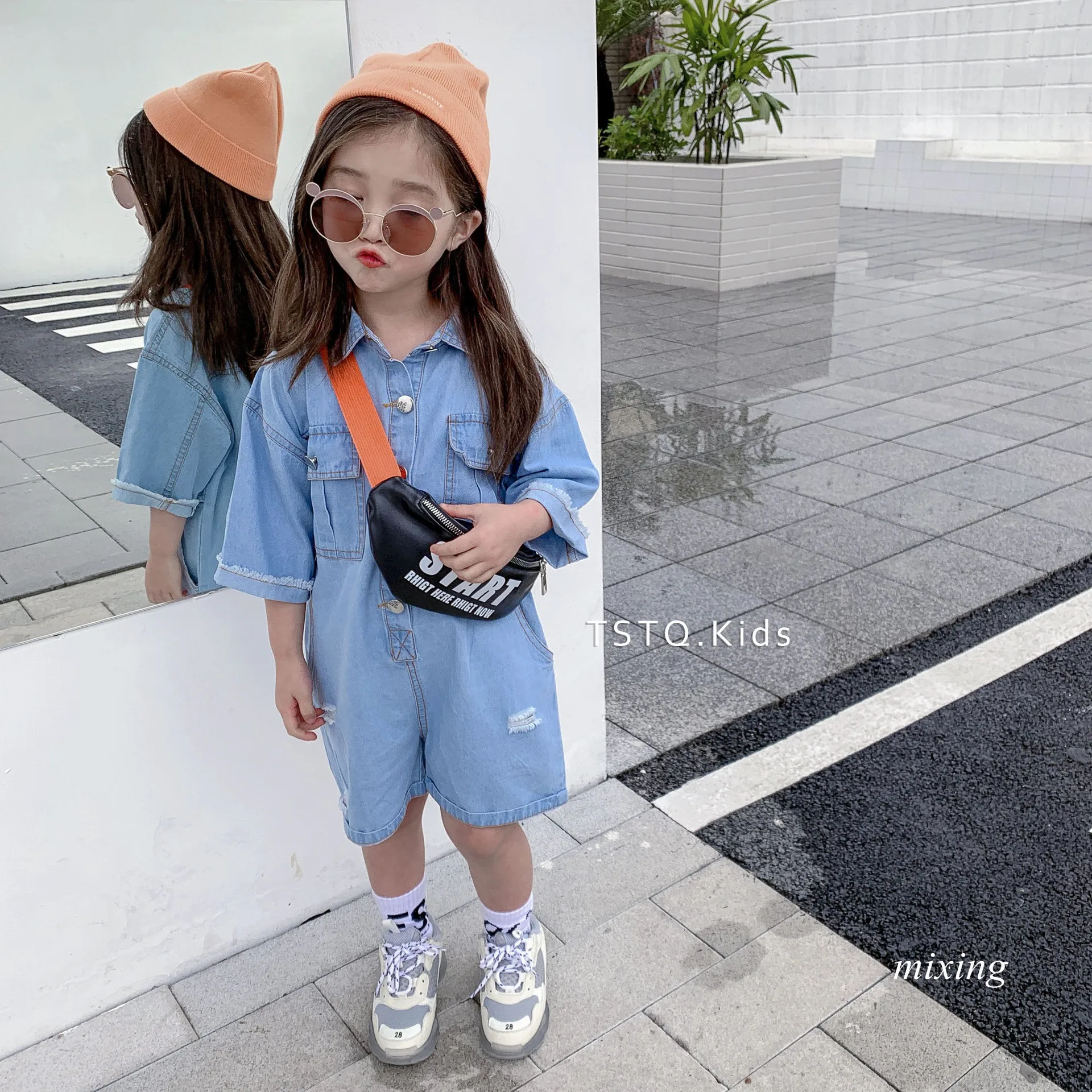 2019 Летний джинсовый комбинезон для мальчиков модный в Корейском стиле девочек