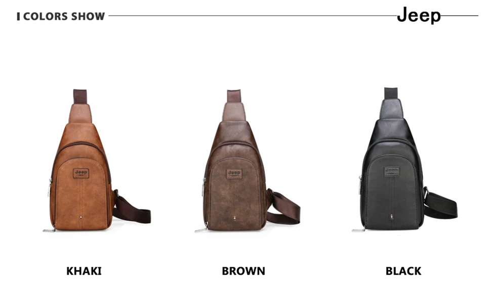 JEEP BULUO Brand Men Vintage Split Leather Satchel Man's Sling Bags High Quality Shoulder Chest Pack Bag For Young People Fangle