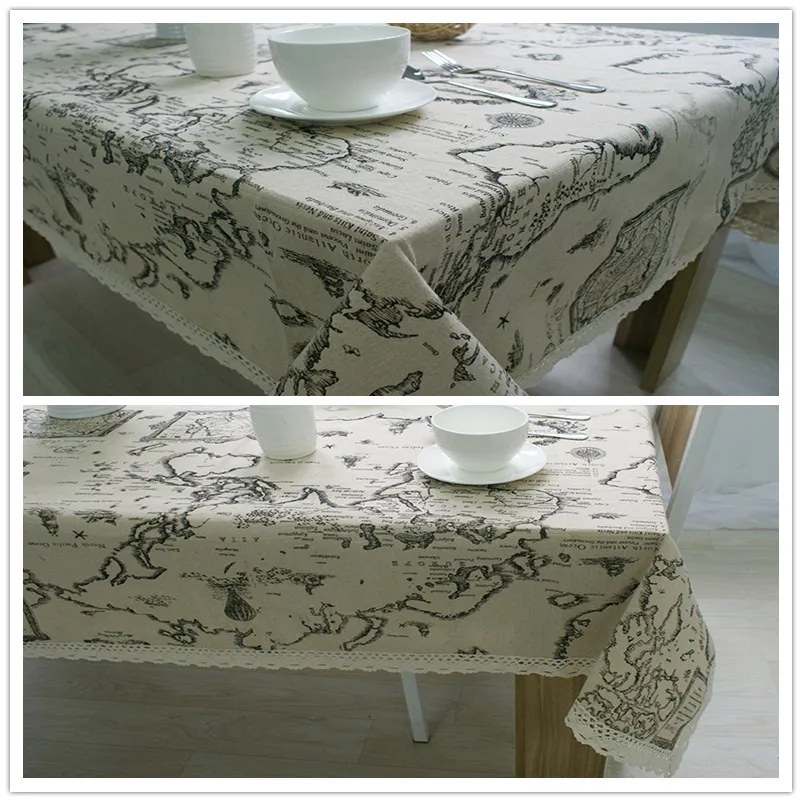 

World скатерть с рисунком карты лен хлопок прямоугольная скатерть для обеденного стола скатерть для чайного столика кружевная скатерть
