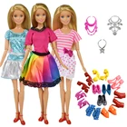 9 предметовнабор аксессуаров для кукол = 3 шт. платье для кукольной одежды + 3 пластиковых ожерелья + случайные 3 пары обуви для аксессуаров для кукол 12 дюймов