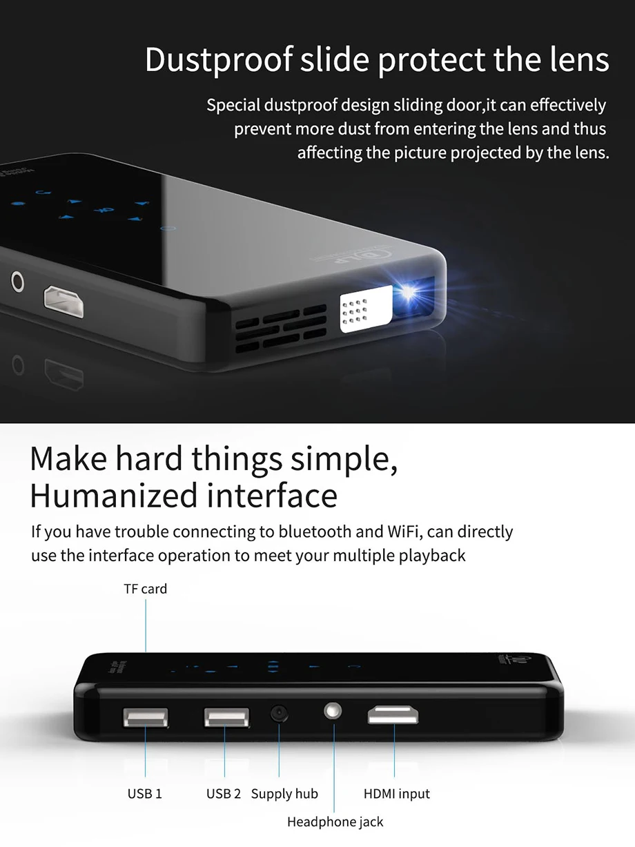 GloryStar мини X2 phonesize Hd проектор Ac3 Android Wi-Fi DLP Смарт Proyector Bluetooth Батарея встроенный беспроводной адаптер