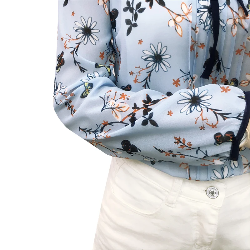 Новинка 2017 шифоновая блузка с цветочным принтом рубашки женские повседневные