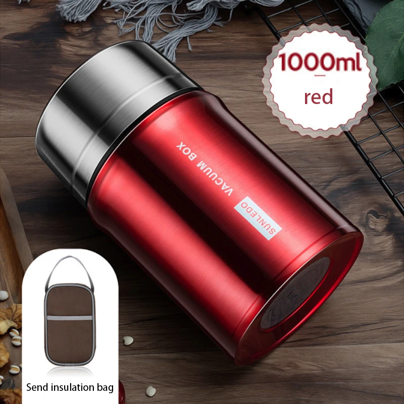 1000ml Red 750/1000 мл Термос-контейнер термос для еды долговечная изоляция термо из нержавеющей стали для детей, взрослых, школы, офиса Ланчбокс - Цвет: 1000ml Red