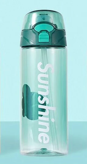 Sunshine-T-green Sunshine бутылка для воды BPA бесплатно ЕС Сертификация спортивный для напитков Портативный силикагель соломы Тритан материал взрослые дети спортивные бутылки - Цвет: Sunshine-T-green