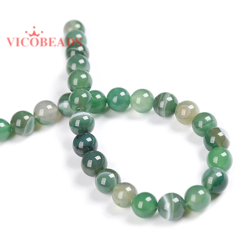Бусины из натурального камня в зеленую полоску Агаты круглые бусины ниток 4 6 8 10 12