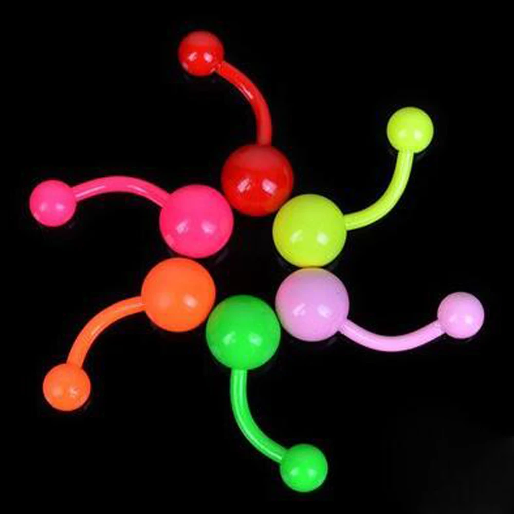 Женское кольцо на пупок неоновое из нержавеющей стали ярких цветов 1 шт. |