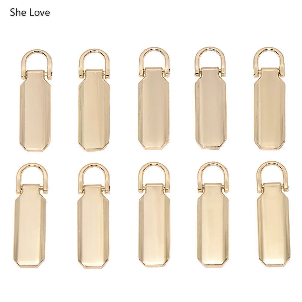 Light Gold She Love, 10 шт./лот, съемные, 3#5#, металлические застежки-молнии для шитья, бегунки, молнии, аксессуары для рукоделия - Цвет: Light Gold