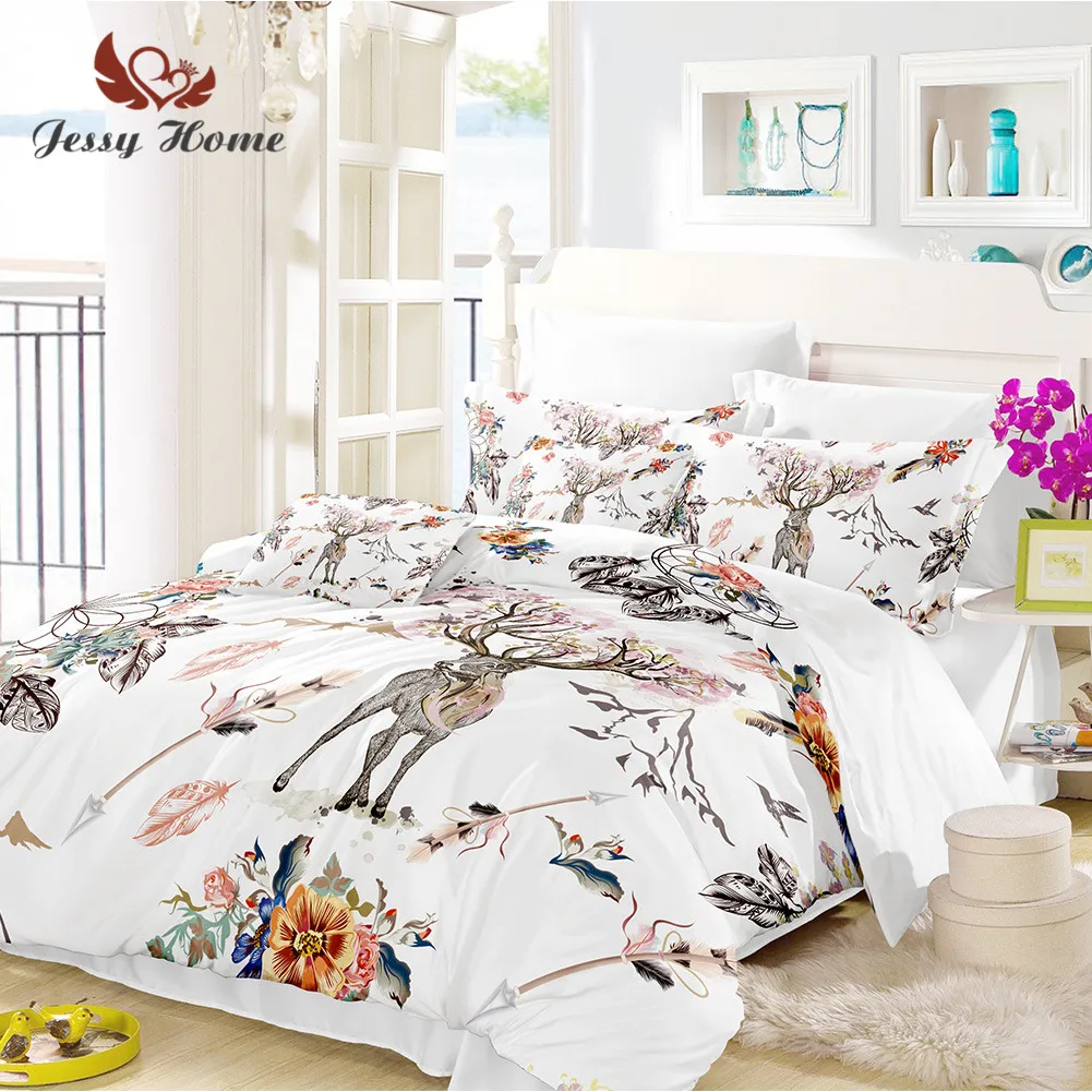 Набор постельных принадлежностей с оленем размер королевы цветочный Moose