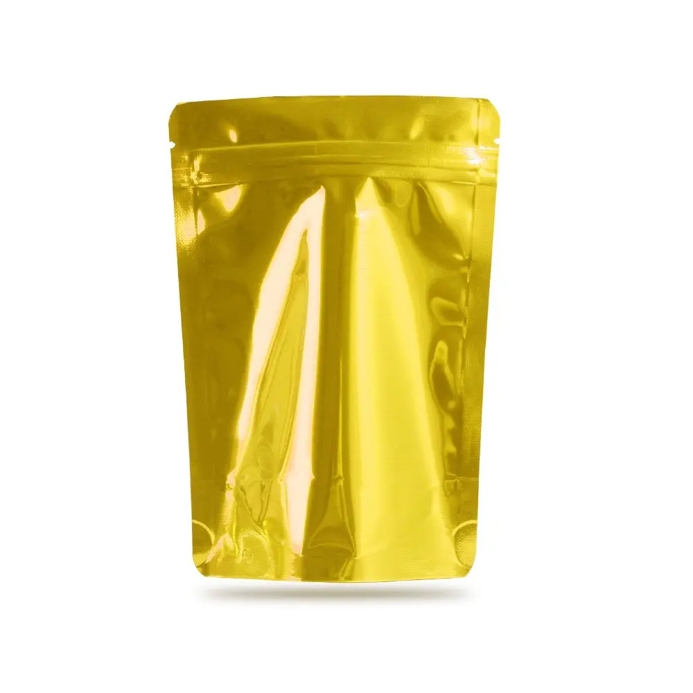Gold Zip Lock Bag Двухсторонние цветные плотные термогерметичные упаковочные пакетики со струнным замком пищевой вертикальный алюминиевый фольга с застежкой мешочки 100 шт - Цвет: Gold Zip Lock Bag