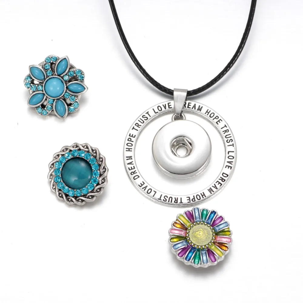 DZ0349 Новое поступление круглый кулон с кнопкой ожерелье из натуральной кожи