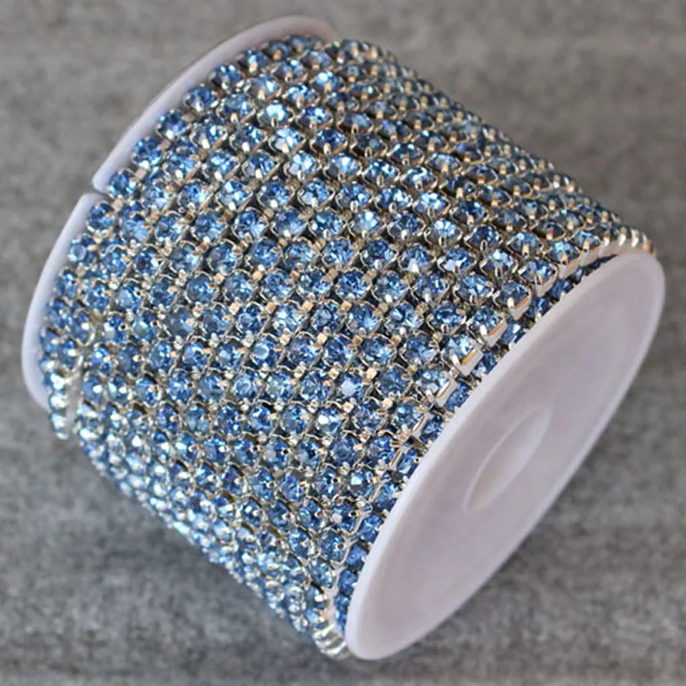 Цепочка из горного хрусталя SS8 SS10 SS12 1 ряд подвеска с аметистом и серебряной