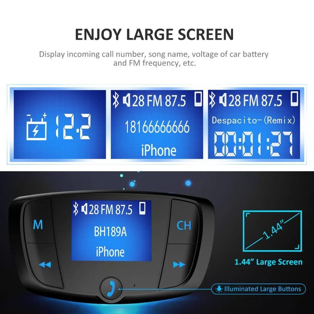 Nulaxy FM передатчик Bluetooth модулятор Hands Free автомобильный комплект Dual USB Зарядное