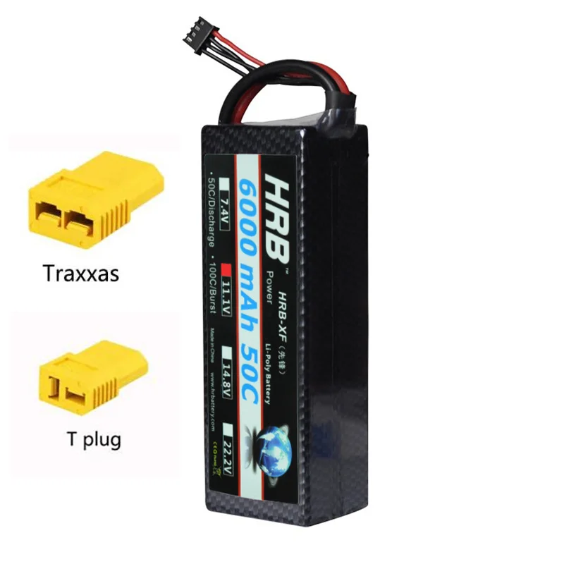 2 шт аккумулятор hrb lipo 3S 11,1 V 6000mAh 50C XT60 RC части T Deans EC5 разъемы Жесткий Чехол для Traxxas Trx4 автомобили грузовик лодка 1/10 - Цвет: XT60 with adapter
