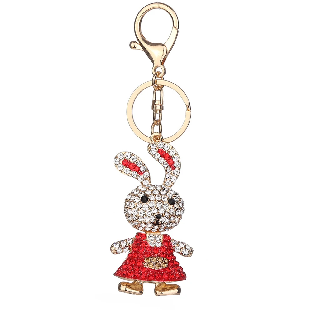 Cute Rhinestone Rabbit Pendant Women Key Chain Bag Purse Decoration Keyring | Украшения и аксессуары