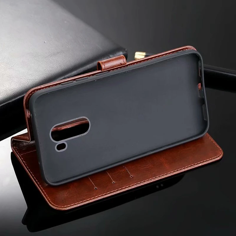 Подставка Кожаный держатель для карт Кошелек Мягкий чехол Xiaomi Pocophone F1 Ultra Slim Капа