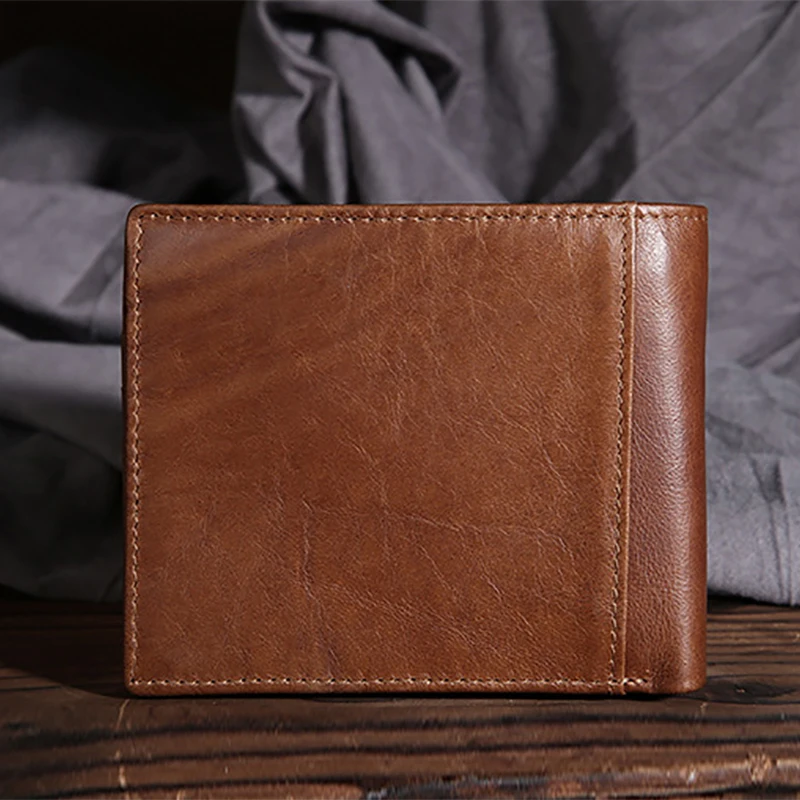 Масло воск короткий кожаный бумажник для Для мужчин сначала Слои коровьей Винтаж