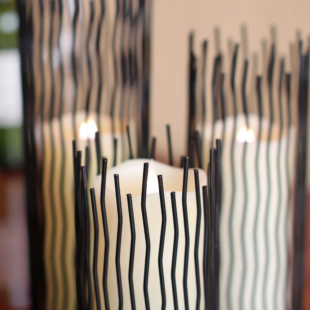 GiveU металлический подсвечник из ивы Набор 3 черный 8/10/12 дюймов Высота