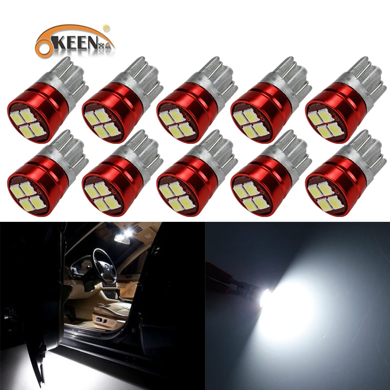 OKEEN 10 шт. Автомобильные светодиодные лампы T10 LED W5W 168 поворотные автомобильные