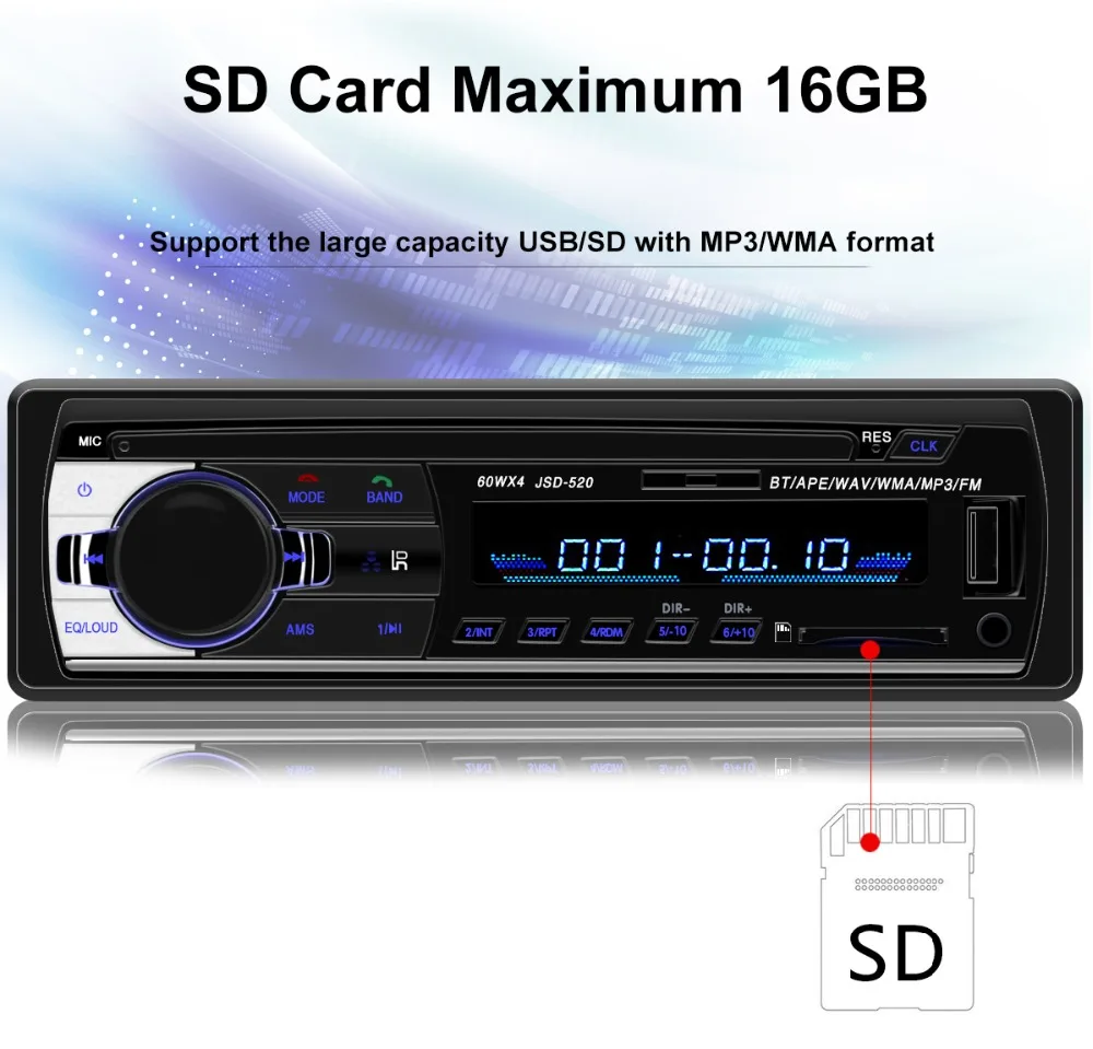 Автомагнитола 1 din jsd520 12 в bluetooth автомобильный стерео In-dash FM usb aux Вход mp3 WMA авто радио плеер oto teypleri Авторадио