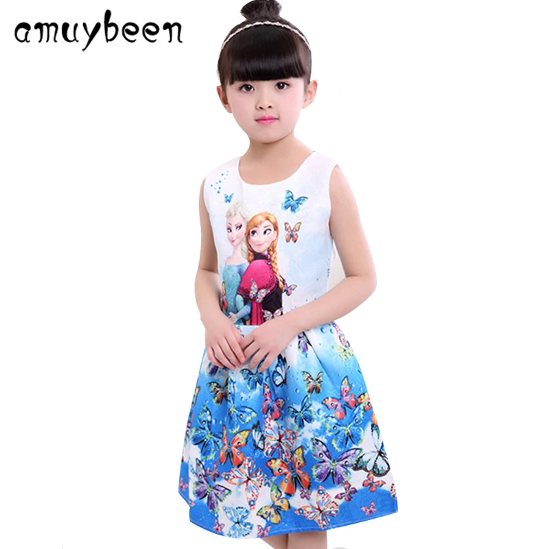 Amuybeen 2017 Kids Summer Dresses For Girls Princess Casual Print Pattern Party Elsa Dress Children Clothes Baby Girl | Детская одежда