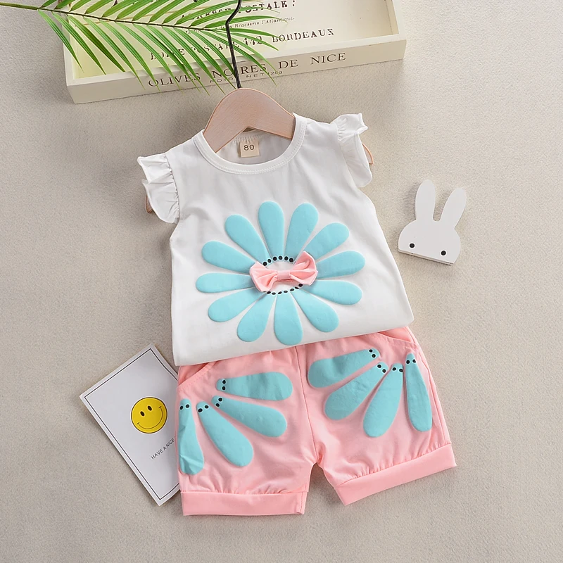BibiCola/комплект летней одежды для маленьких девочек Детский комплект в цветочек