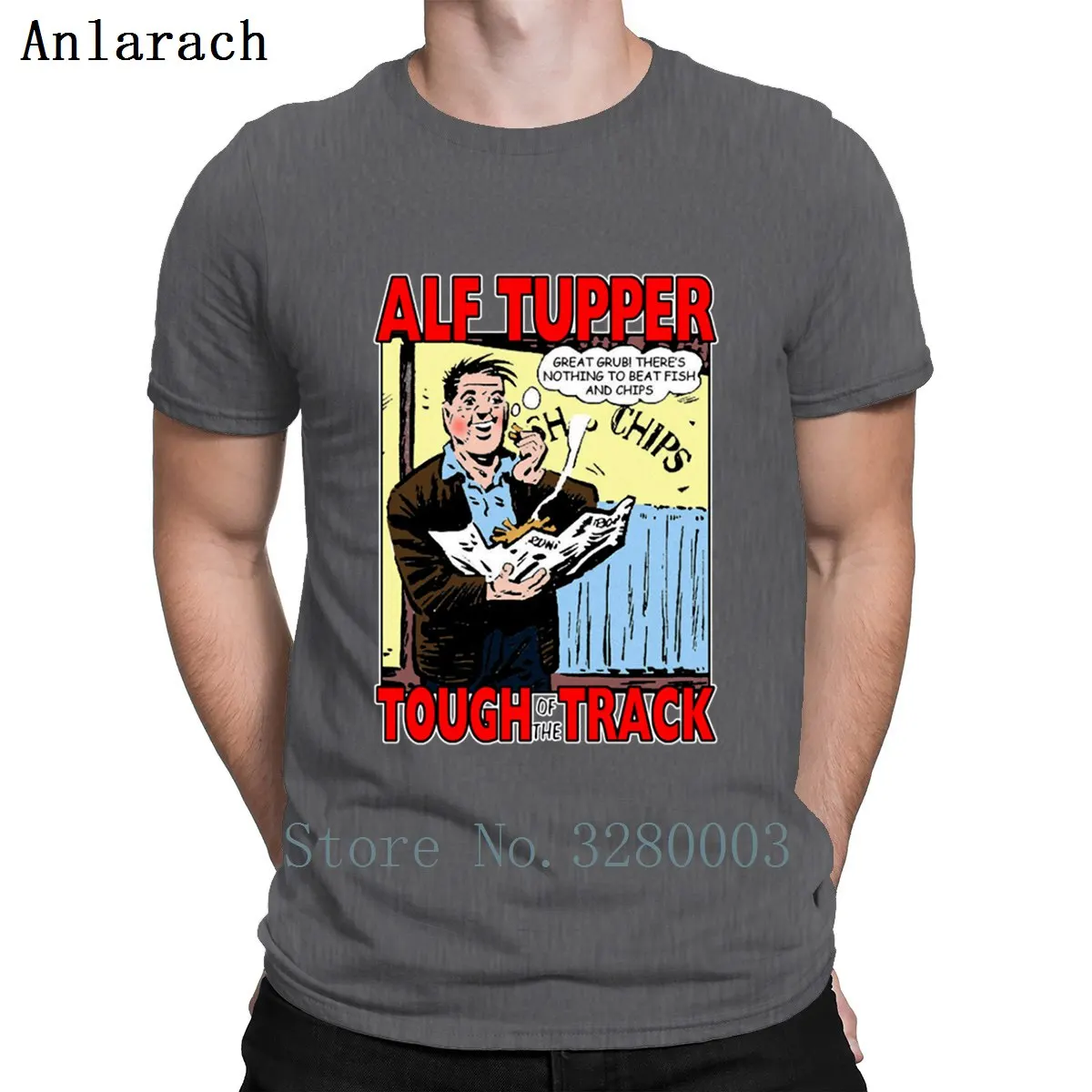 Alf Tupper Tougher Of The Track Comic Fish Chips Футболка против морщин Летний стиль Обычная S-3xl