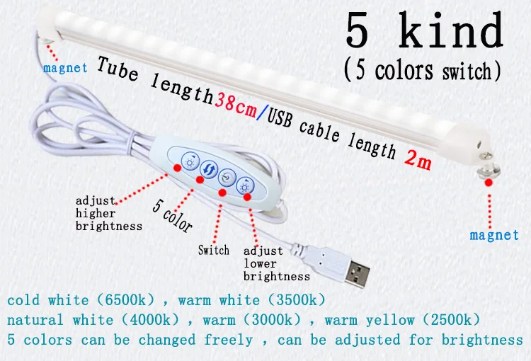 5V 5 W настольная лампа USB Светодиодная 24 led Настольная с зажимом для чтения книг
