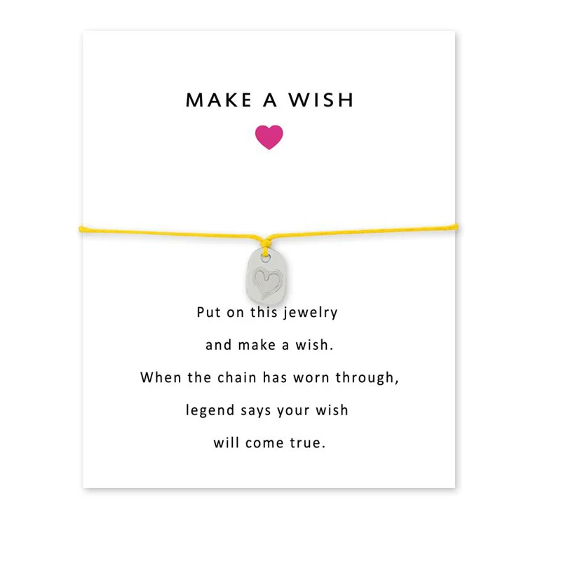 Браслет в форме сердца со звездочками и надписью Wish Card для лучших друзей подарки