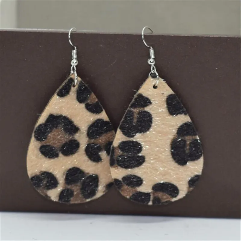 Богемные кожаные серьги-капли для женщин леопардовые серьги из искусственной