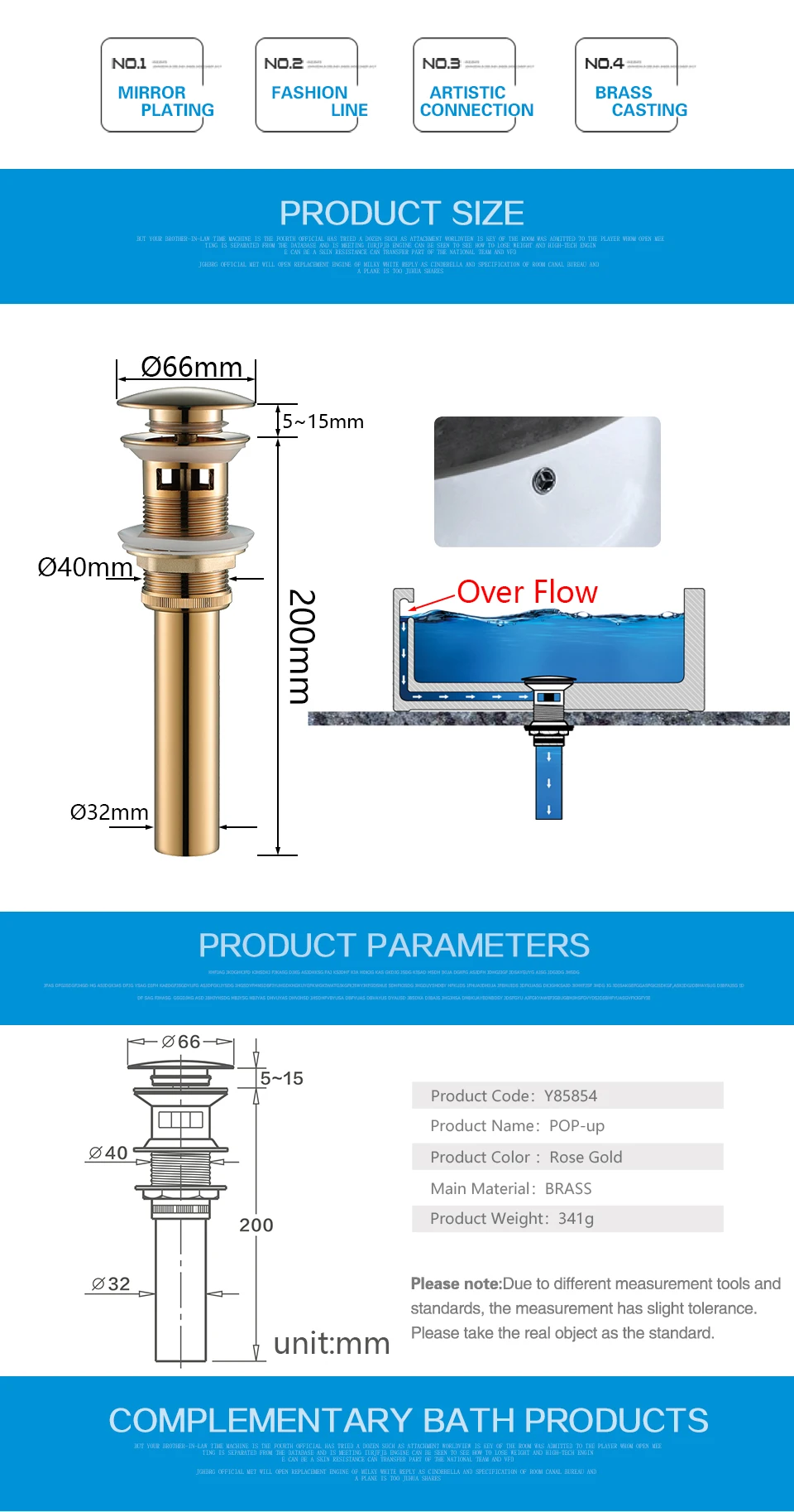 GAPPO Drains Anti-odor bathroom basin drains shower sink drains chrome plugs pop up shower drain stoppers