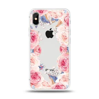 Ультра тонкий прозрачный чехол для телефона iPhone XS MAX XR X 8 7 6 6s Plus цветной цветочный