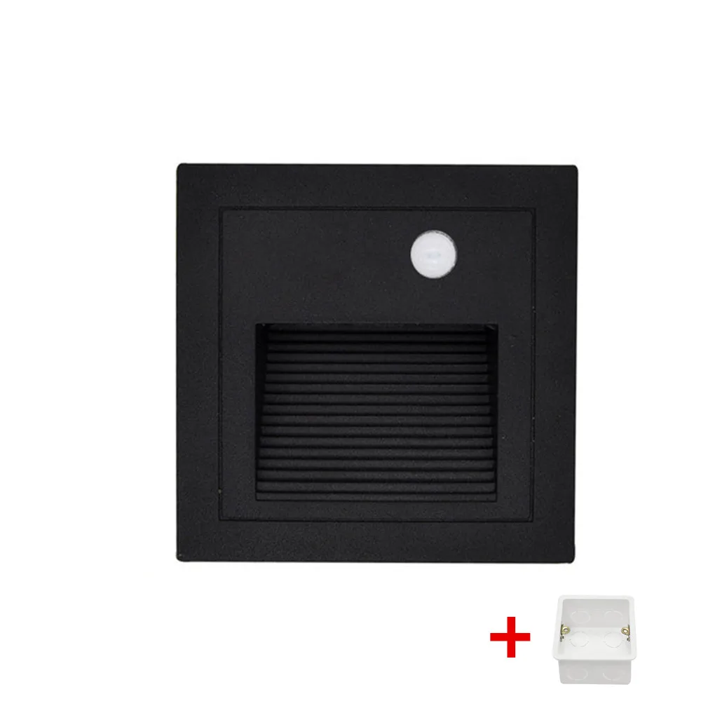 Black with sensor Водонепроницаемый наружный светодиодный светильник для лестницы 3 Вт встраиваемый настенный угловой светильник светодиодный светильник для ног ночной Светильник для ландшафтной дорожки - Цвет абажура: Black with sensor
