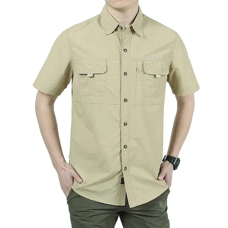 Khaki 77 City Killer быстросохнущие мужские рубашки тактические рубашки с коротким рукавом мужская Военная дышащая верхняя одежда Рабочая Рубашка мужская chemise homme - Цвет: Khaki